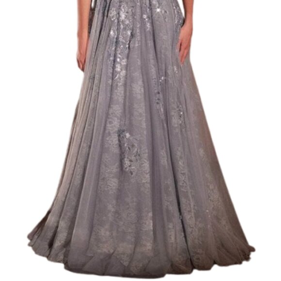 NWT Ladivine CK2401 Embroidered Mother of the Bride Dress Smoky Blue 20 - Picture 2 of 6
